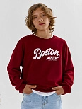 Свитшот для мальчиков бордовый с надписью "Boston"