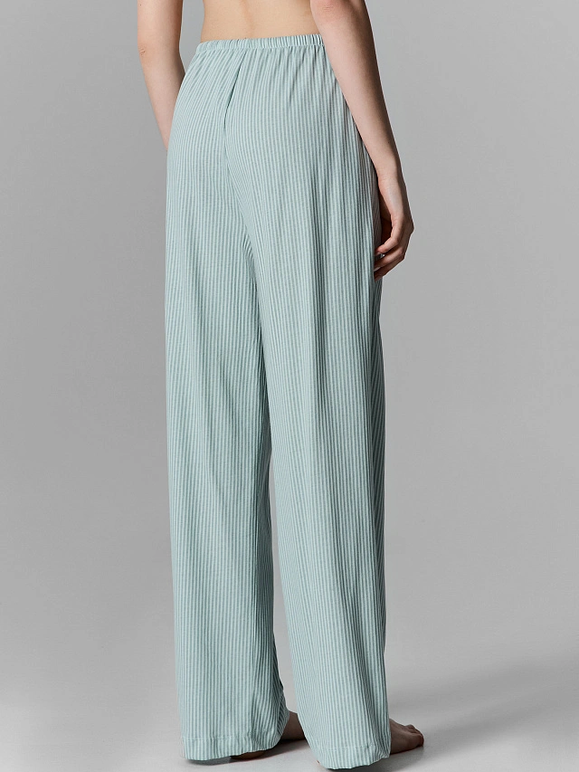 Брюки домашние женские голубые в полоску - 3