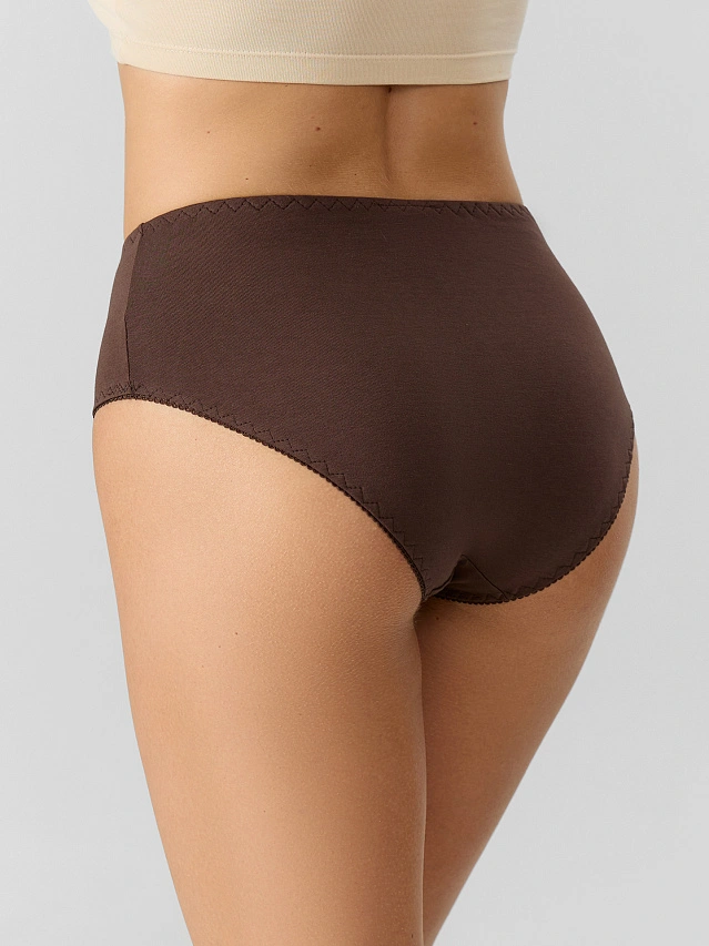 Трусы женские с высокой посадкой коричневые - 3