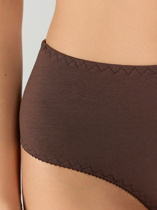 Трусы женские с высокой посадкой коричневые - 5