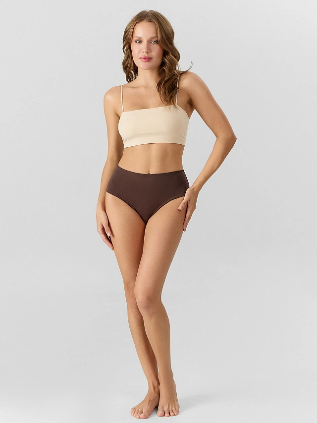 Трусы женские с высокой посадкой коричневые - 6