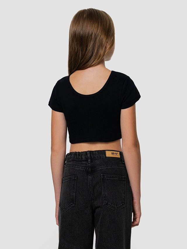 Топ для девочек черный с надписью "Chicago" - 3