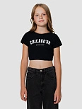 Топ для девочек черный с надписью "Chicago"