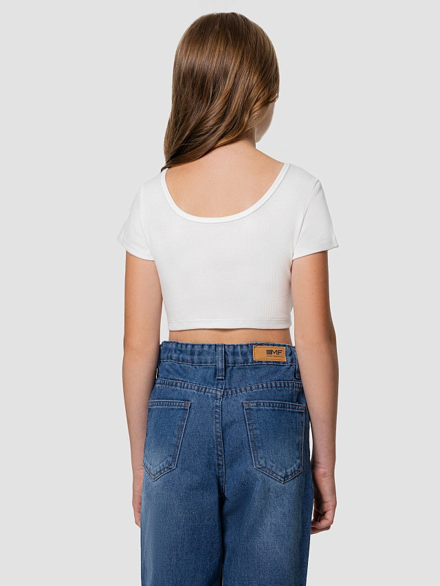 Топ для девочек укороченный белый с надписью "Marseille" - 3