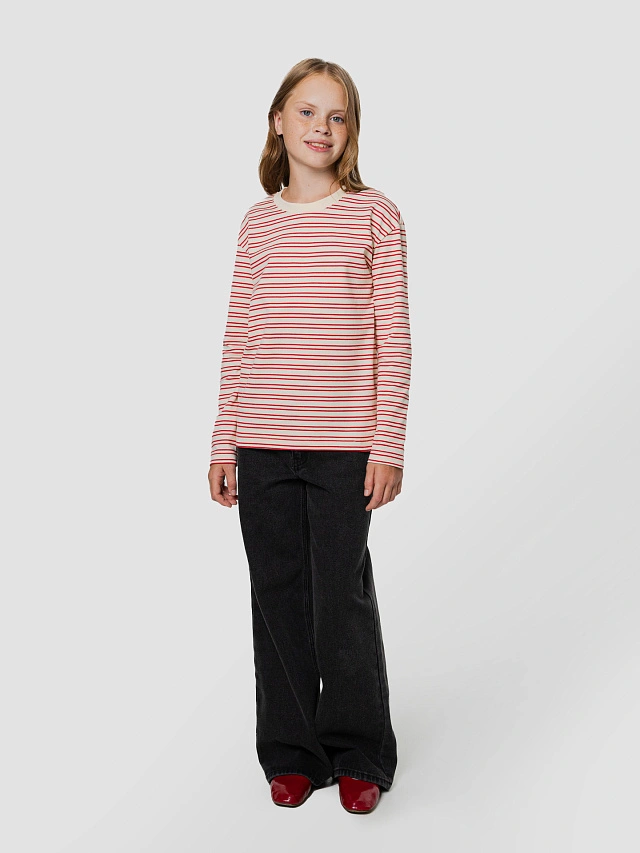 Лонгслив для девочек в полоску - 4