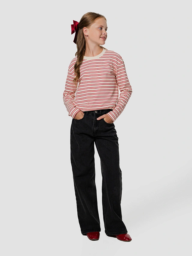 Лонгслив для девочек в полоску - 6