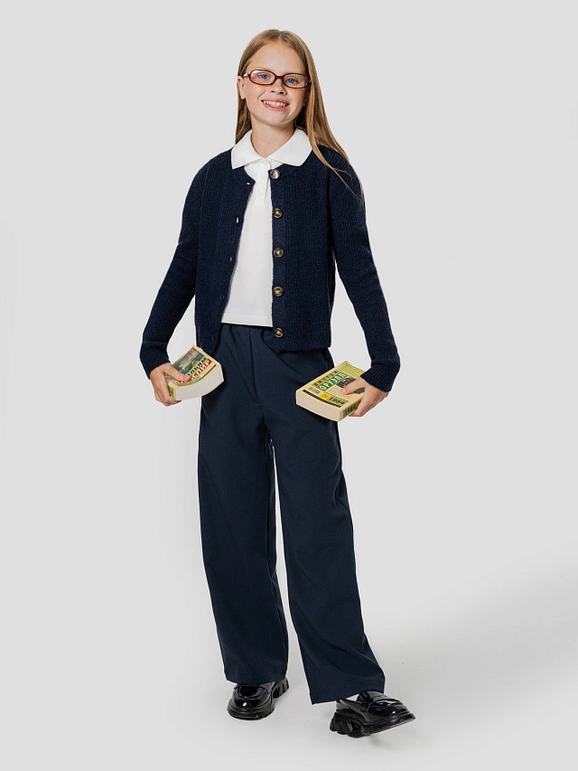 Кардиган для девочек синий - 8