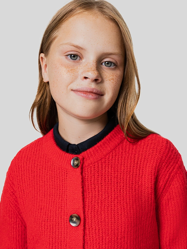 Кардиган для девочек красный - 6