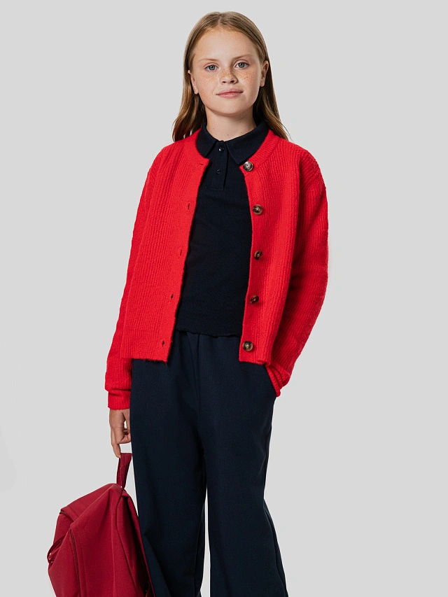 Кардиган для девочек красный - 7
