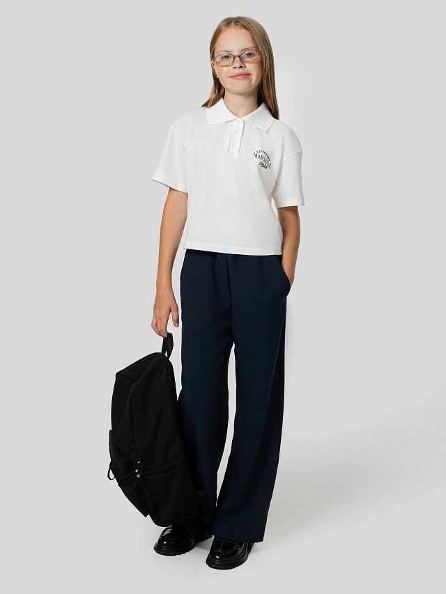 Поло для девочек белое с надписью "Marseille" - 8