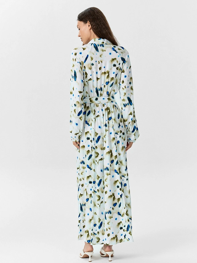 Платье рубашка женское с акварельным принтом - 2