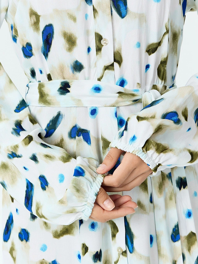 Платье рубашка женское с акварельным принтом - 4