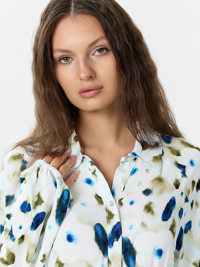 Платье рубашка женское с акварельным принтом - 5