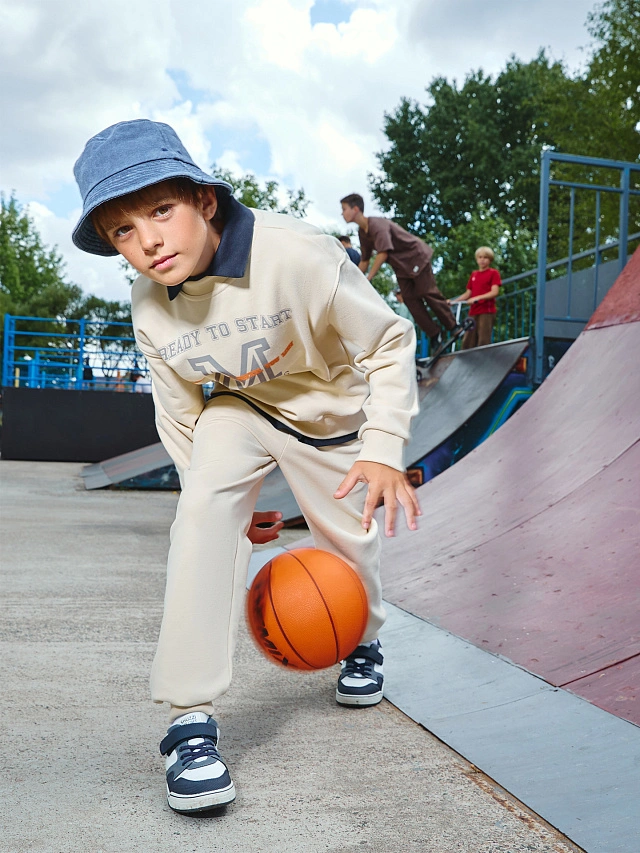 Комплект для мальчиков бежевый с надписью "ready to start" - 3