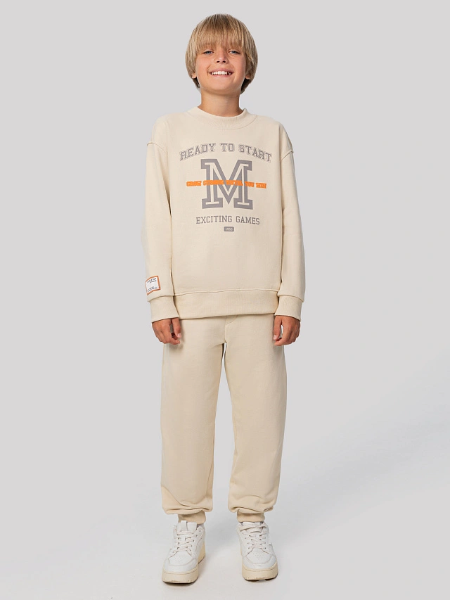Комплект для мальчиков бежевый с надписью "ready to start" - 4