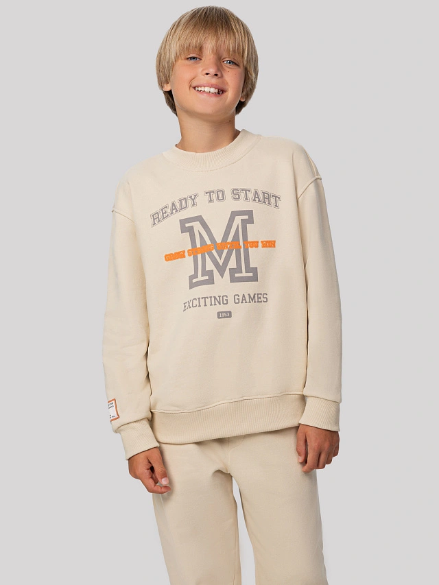 Комплект для мальчиков бежевый с надписью "ready to start" - 6