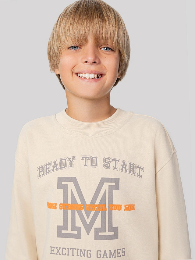 Комплект для мальчиков бежевый с надписью "ready to start" - 9