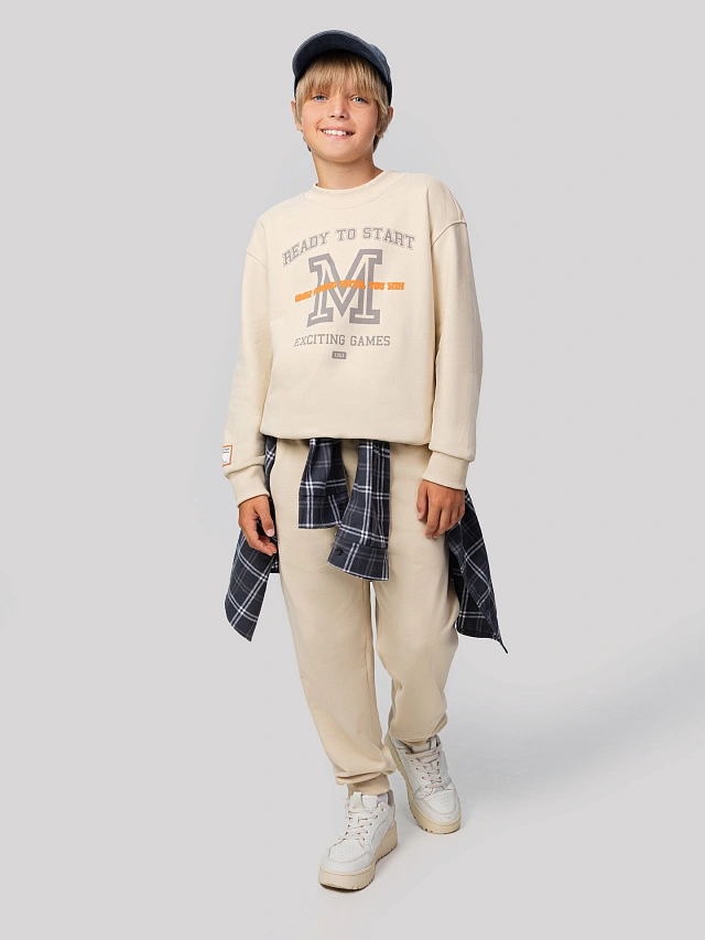 Комплект для мальчиков бежевый с надписью "ready to start" - 12