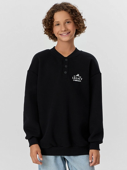 картинка Свитшот для мальчиков черный с принтом "legacy unbroken" от магазина одежды для мальчиков от бренда Mark Formelle