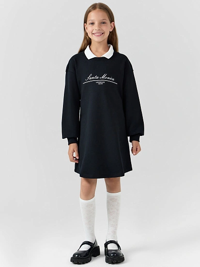 картинка Платье для девочек черное с надписью Santa Moniсa от известного бренда одежды для девочек Mark Formelle