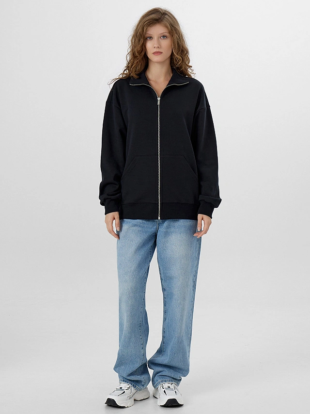 Толстовка женская черная на молнии - 4