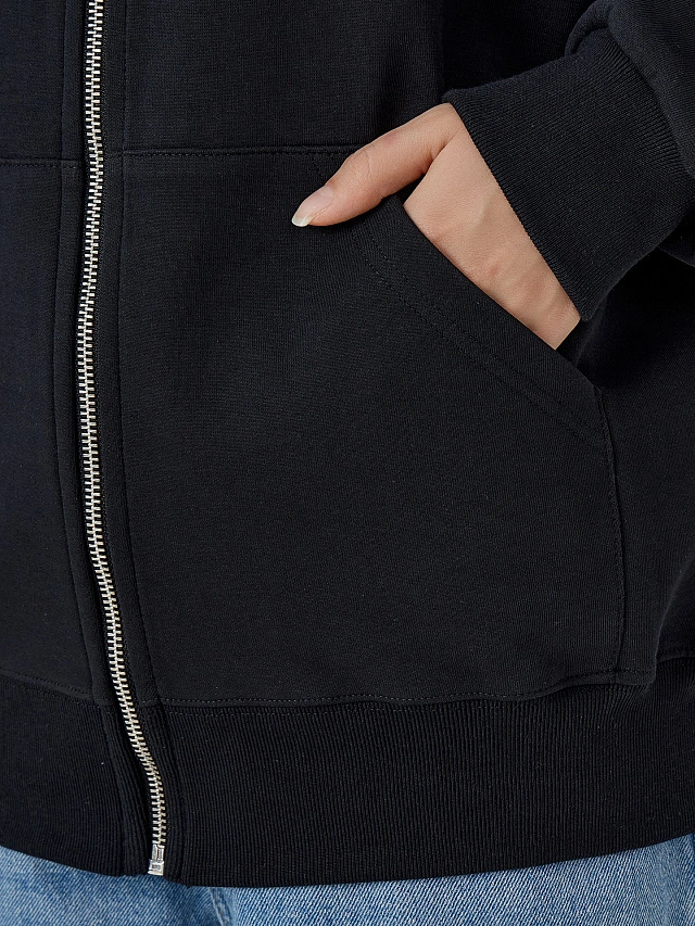 Толстовка женская черная на молнии - 6
