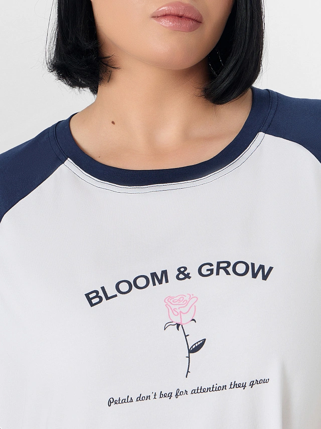 Сорочка ночная женская белая с надписью "Bloom&Grow" - 4