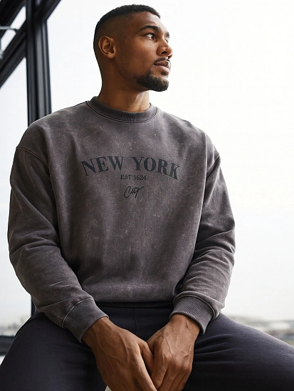 картинка Свитшот мужской серый с эффектом "варка" от магазина мужской одежды Mark Formelle