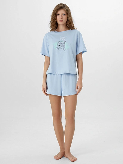 картинка Комплект домашний женский с надписью "Звуки заканчивающихся выходных" от магазина стильной одежды Mark Formelle