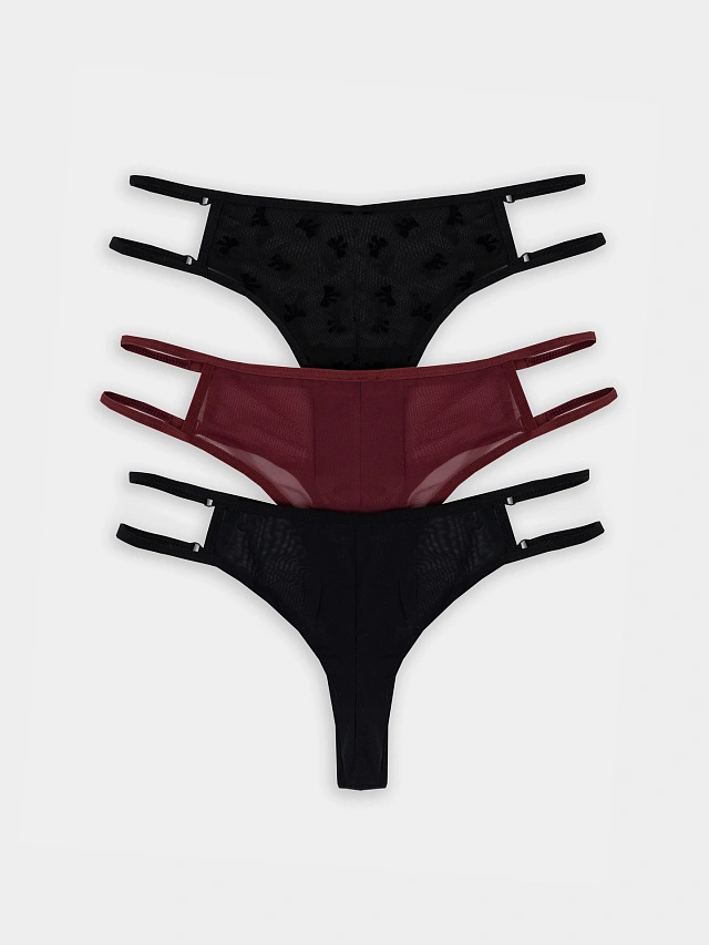Трусы бразилиана женские в наборе, 3 шт - 11