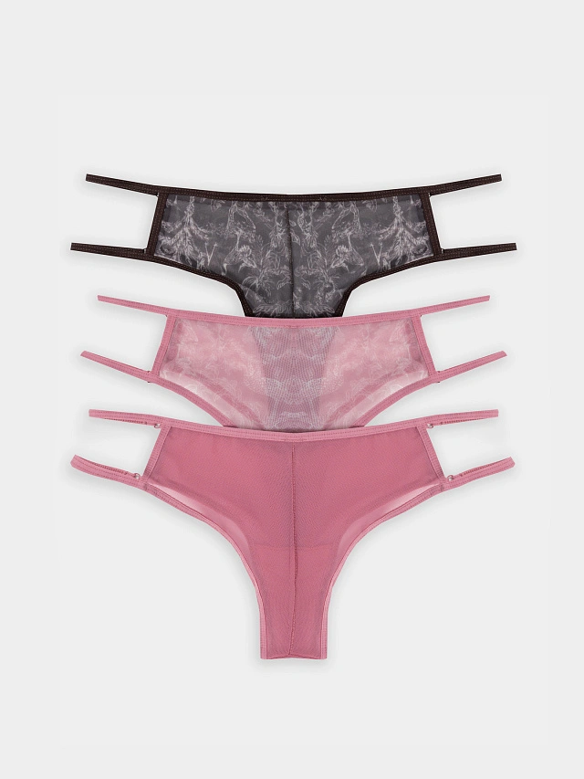 Трусы бразилиана женские в наборе, 3 шт - 11