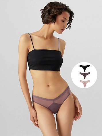 Трусы бразилиана женские в наборе, 3 шт