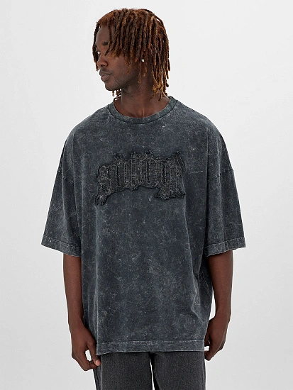 картинка Футболка мужская серая с обработкой эйсид от магазина мужской одежды Mark Formelle