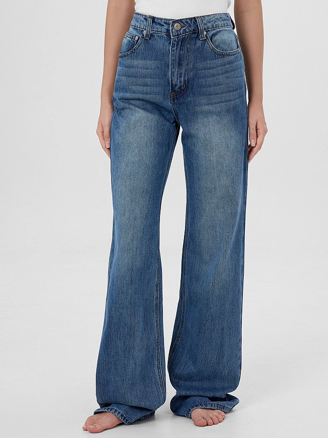 Джинсы женские Wide leg fit синие - 3