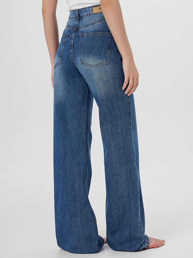 Джинсы женские Wide leg fit синие - 4