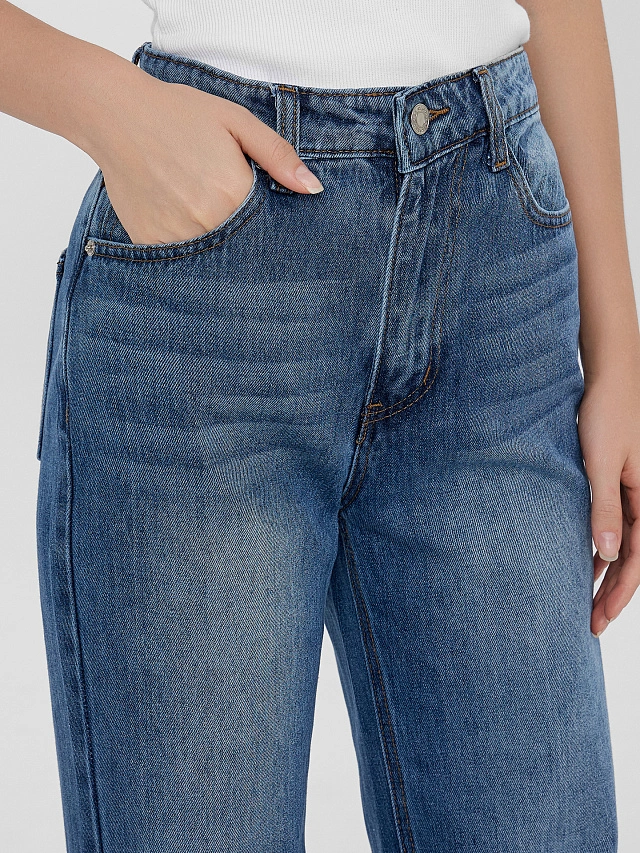 Джинсы женские Wide leg fit синие - 6