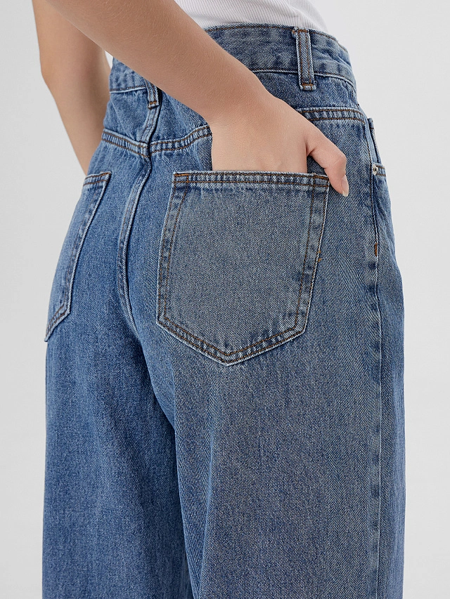 Джинсы женские Wide leg fit синие - 8