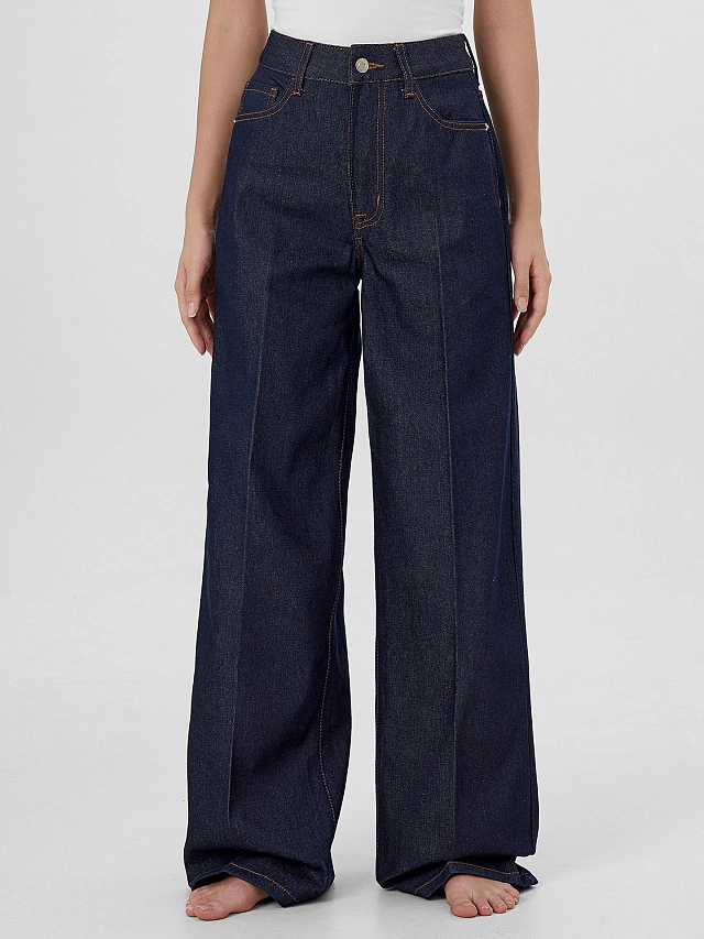 Джинсы женские Wide leg fit темно-синие - 3