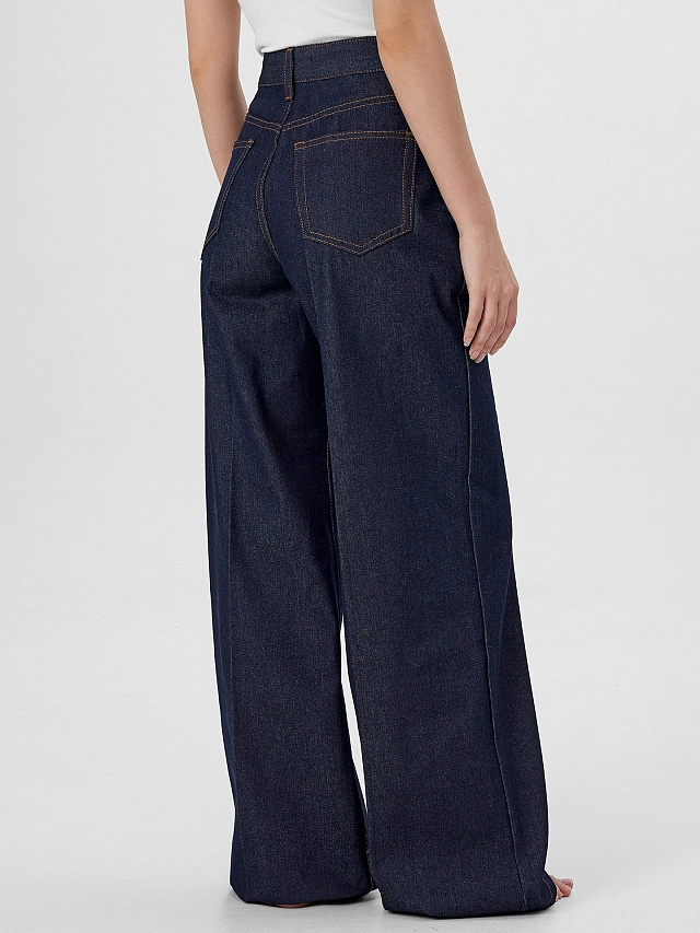 Джинсы женские Wide leg fit темно-синие - 4