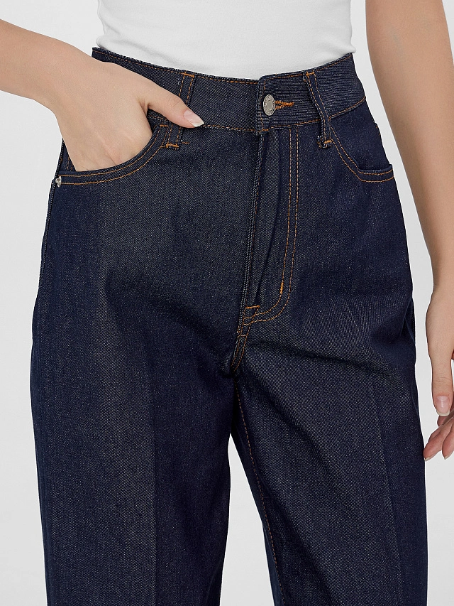 Джинсы женские Wide leg fit темно-синие - 6
