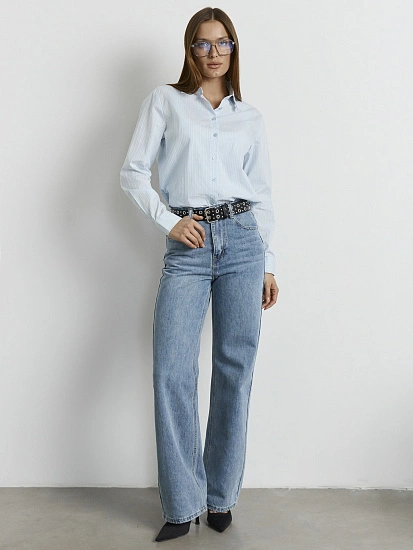 картинка Джинсы женские Wide leg fit синие с высокой посадкой от магазина стильной одежды Mark Formelle