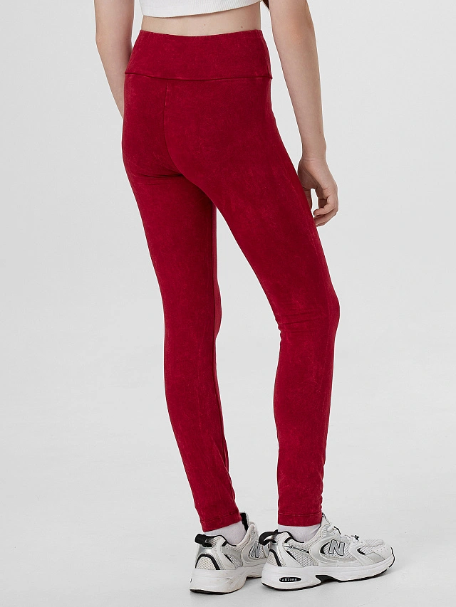 Легинсы для девочек красные с обработкой эйсид - 3