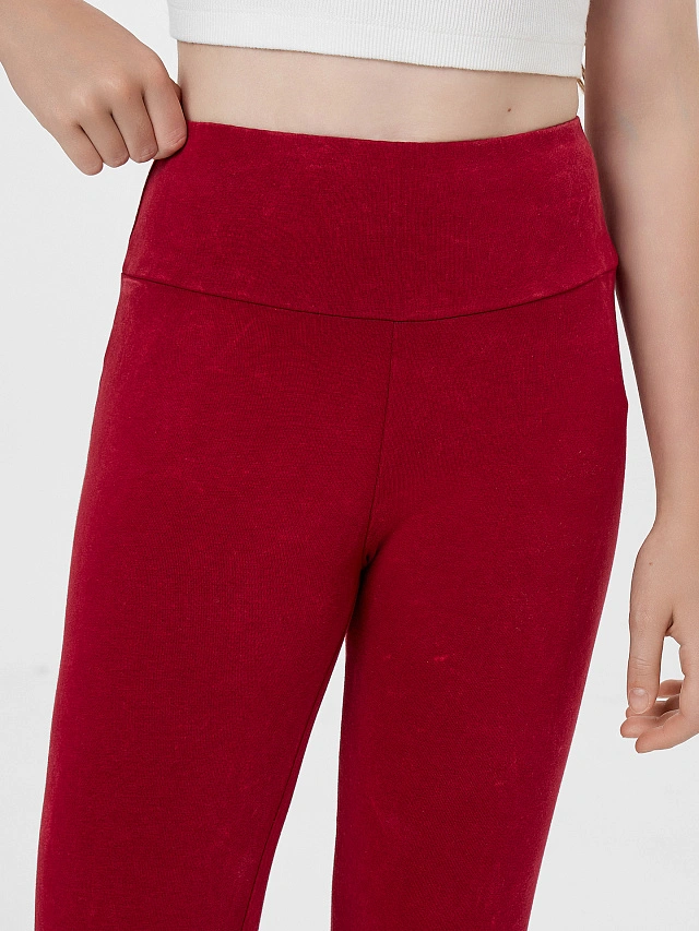 Легинсы для девочек красные с обработкой эйсид - 5