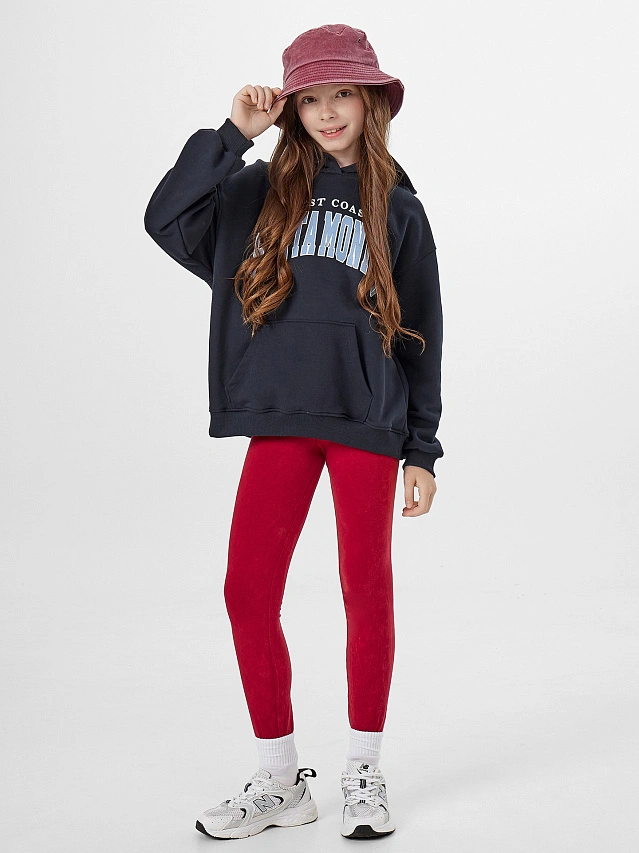 Легинсы для девочек красные с обработкой эйсид - 6