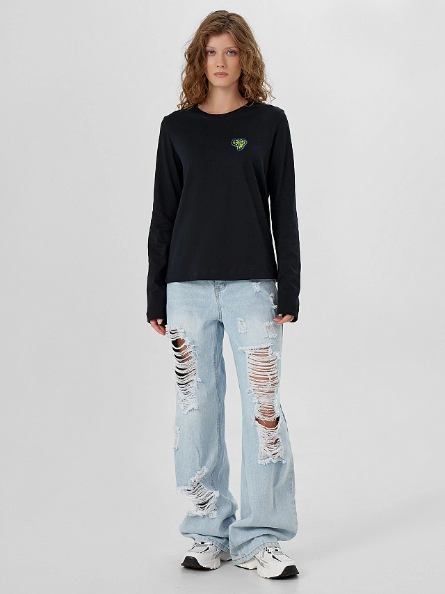 Лонгслив женский черный - 4