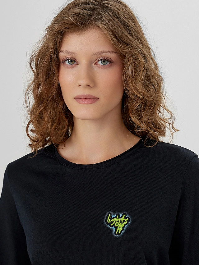 Лонгслив женский черный - 5