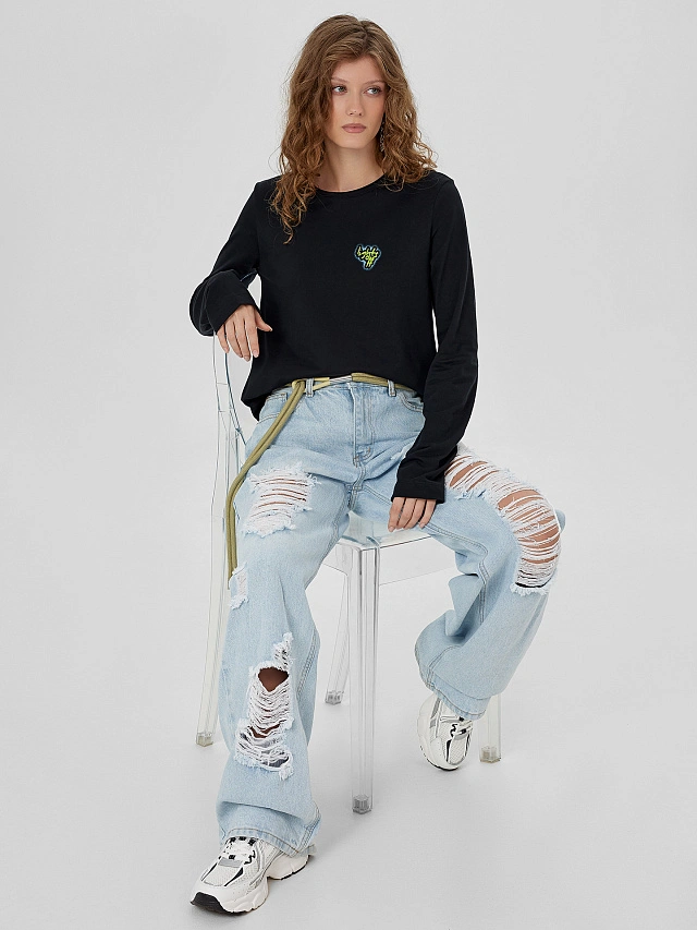 Лонгслив женский черный - 7