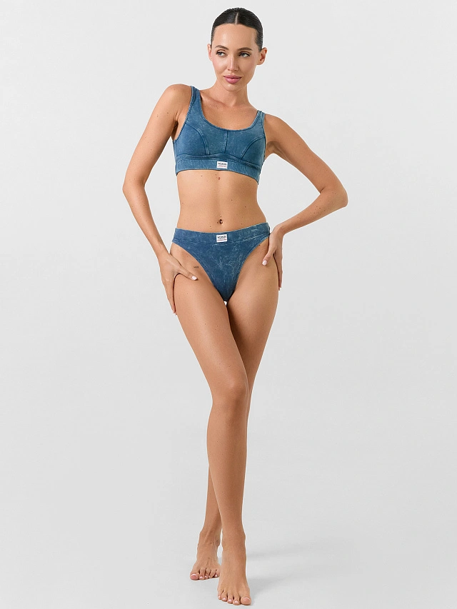 Трусы бразилиана женские синий с обработкой эйсид - 8