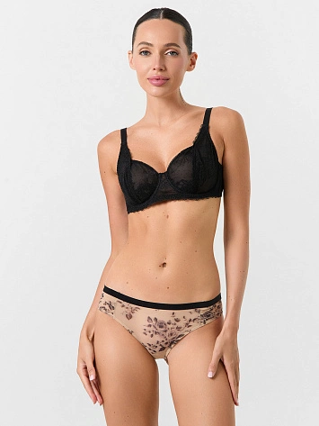 Трусы женские бежевые с цветочным принтом