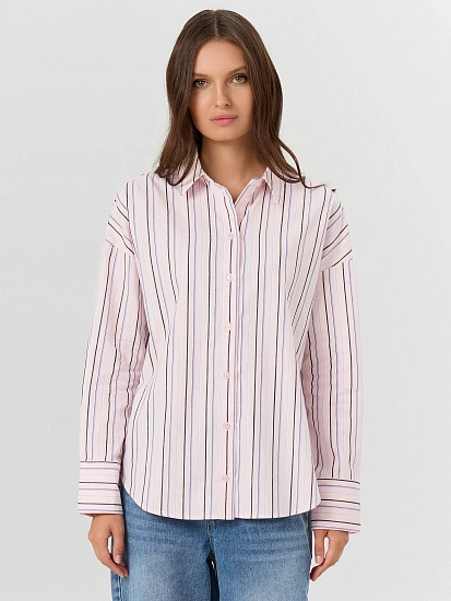 картинка Рубашка женская розовая в полоску от магазина стильной одежды Mark Formelle